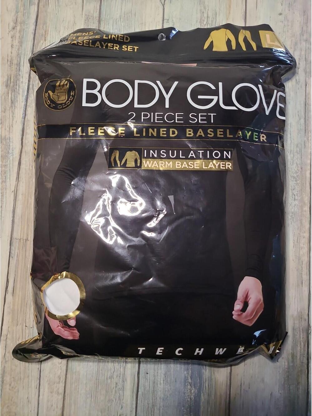 Body Glove Men's  LARGE White 2PC Fleece Lined Base layer Set Pants & Shirt